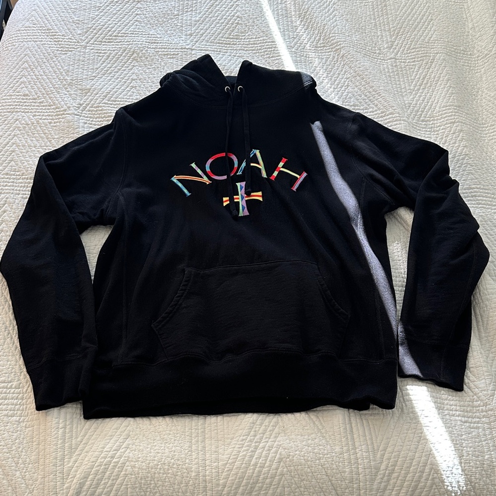 Noah NYC Black Hoodie with Multicolor Logo